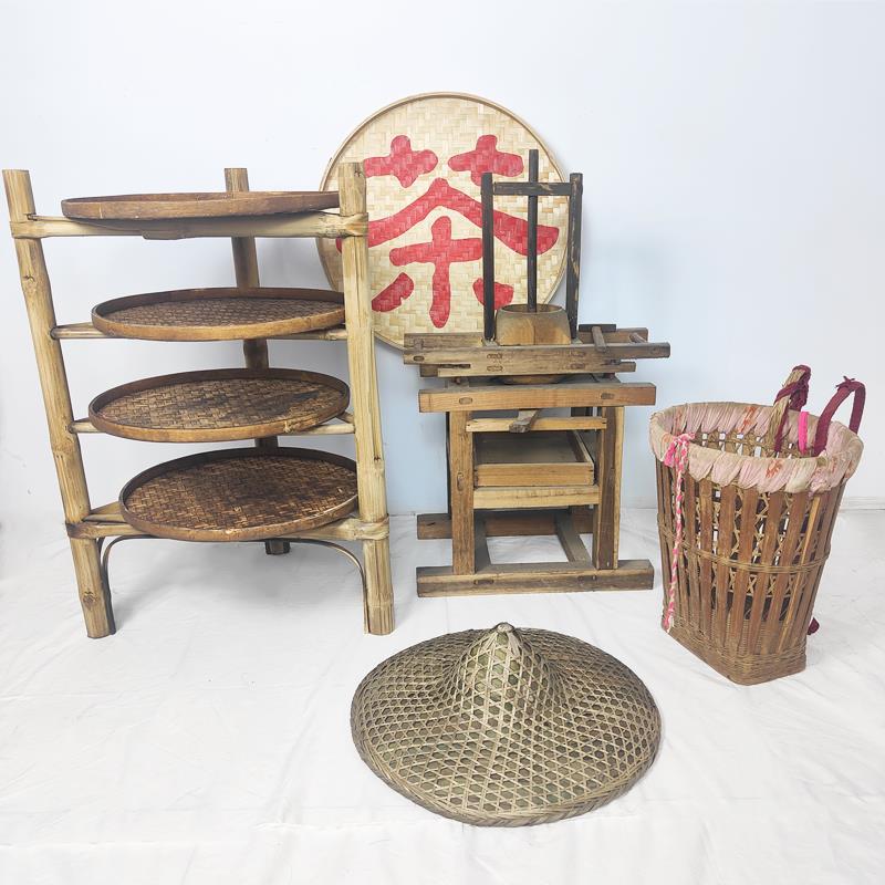 民俗老物件怀旧收藏采茶工具茶扁捻茶机晾茶架农家院复古装饰摆件