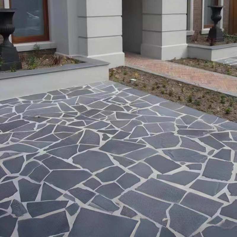天然青石板不规则碎拼乱石板庭院花园广场铺路石别墅毛石板岩地砖