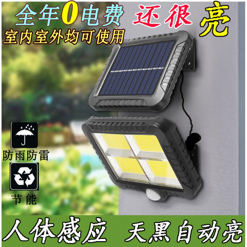 太阳能庭院灯人体声控感应户外路灯室内室外农村厕所家用照明壁灯