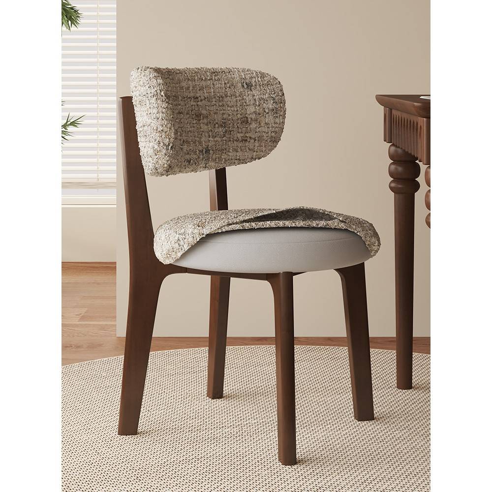 法奶风餐客椅轻奢47270餐桌油椅子式古设计师复实木靠背厅椅寂风