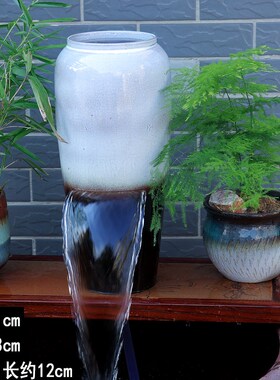 热销古法生态养鱼缸复古流水陶罐B瀑布落地造景摆件创意老式水缸