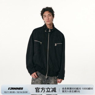 FORNINES立领麂皮绒夹克男女国潮春秋季 复古外套 情侣休闲衣服美式