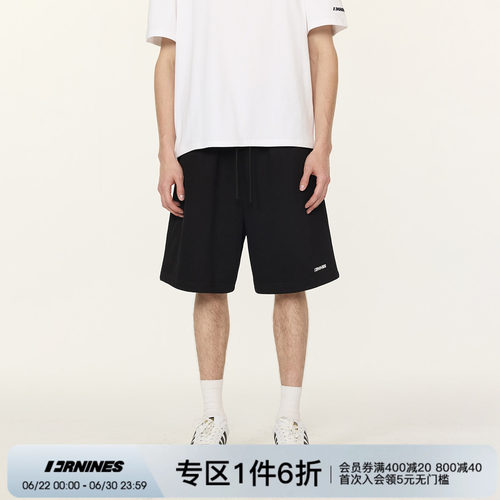 FORNINES刺绣运动宽松直筒短裤
