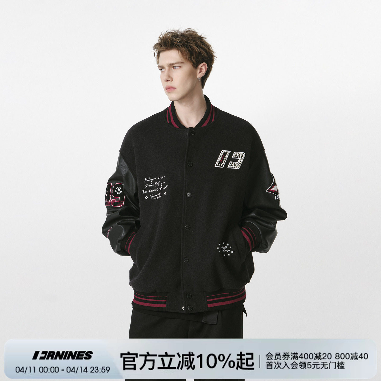 FORNINES刺绣复古棒球服夹克男潮牌秋季新款情侣装休闲外套女上衣