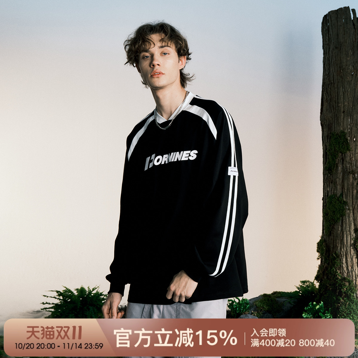 FORNINES美式高街情侣长袖T恤