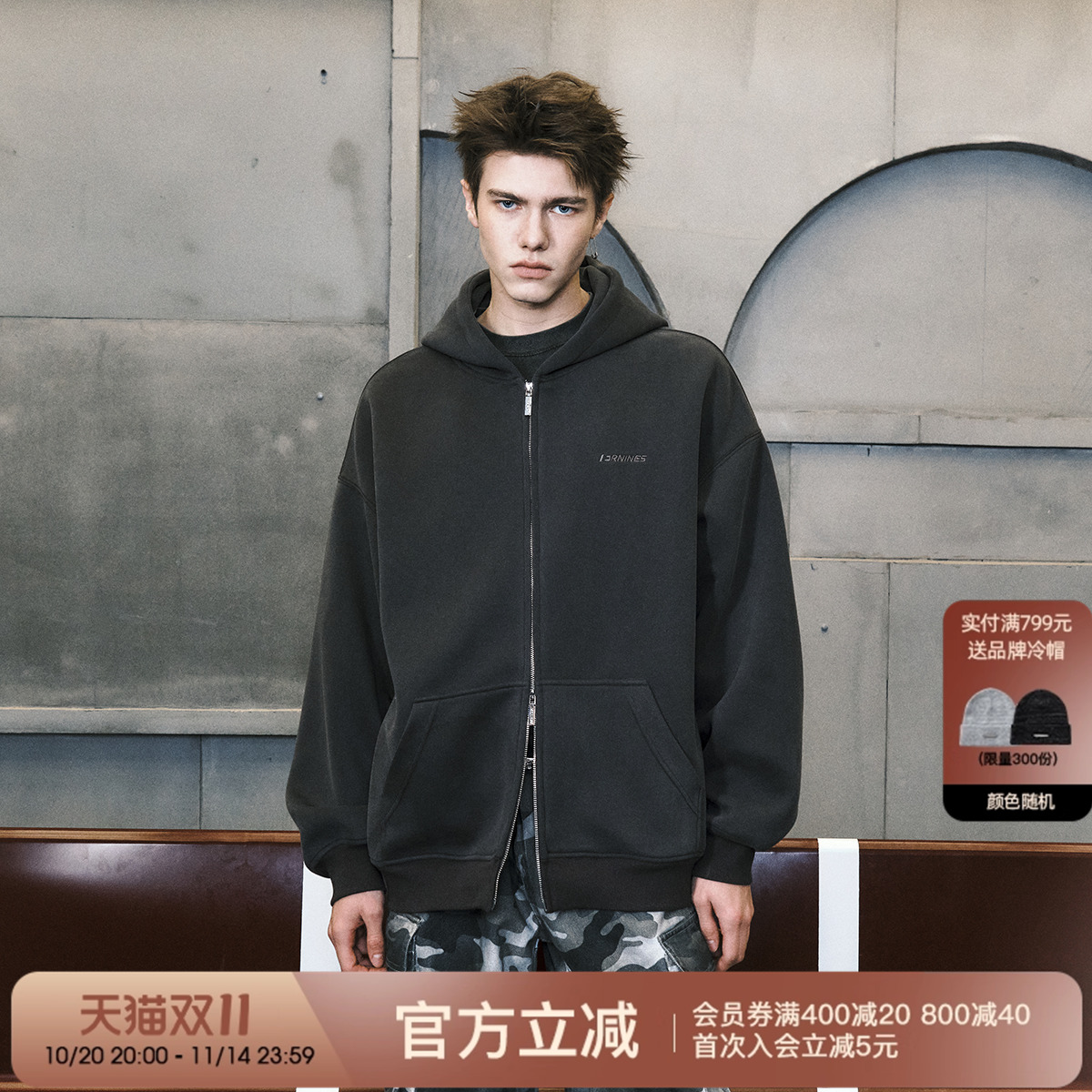 FORNINES安可拉红复古开衫卫衣