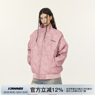 情侣夹克女潮 美式 周深同款 FORNINES复古粉色皮衣外套男生2026春季