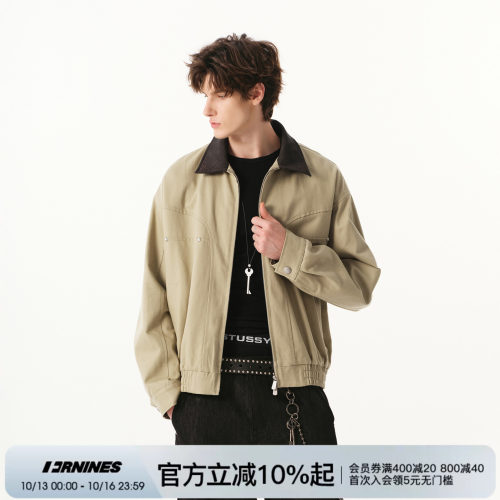 FORNINES复古微短款巴恩风工装夹克衫男女春秋休闲翻领底特律外套