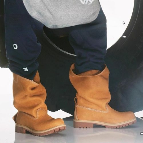 大黄靴堆堆靴工程师靴真皮马丁靴