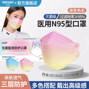 渐变色n95医用防护口罩高颜值女透气防尘官方旗舰一次性医疗口罩k