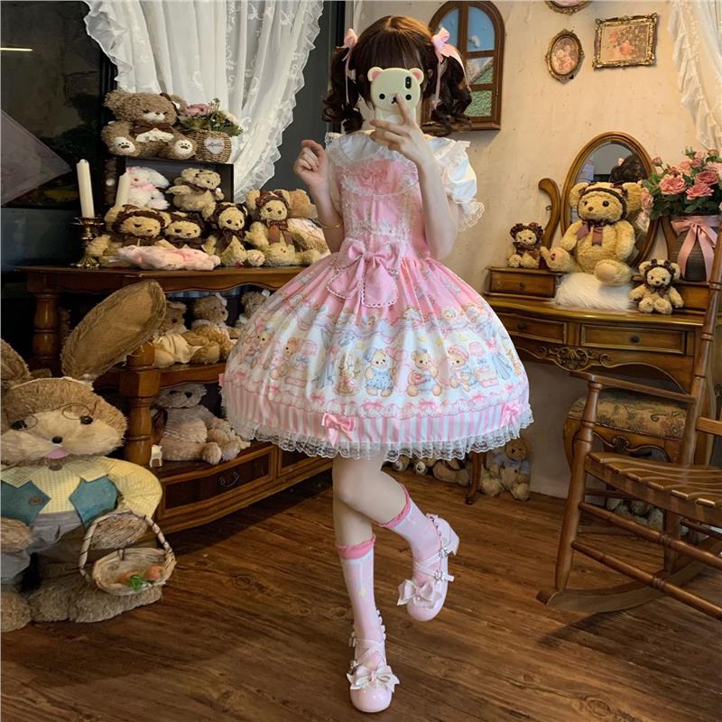椿樱时原创Lolita爱心小熊全款可爱甜妹jsk日常连衣裙洛丽塔裙子