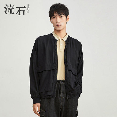 流石男装复古工装棒球领夹克外套