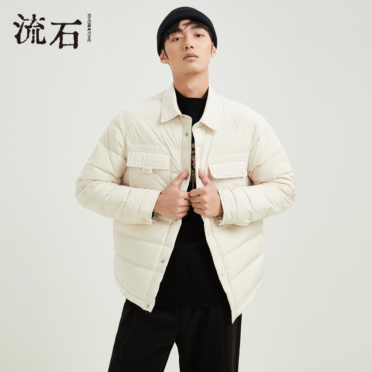 流石男装工装轻薄时尚衬衫羽绒服