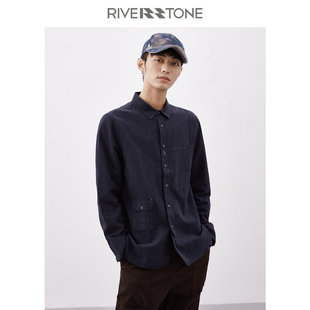 衬衫 Riverstone流石男装 复古长袖 新款 设计感时尚 亚麻衬衣内搭潮牌