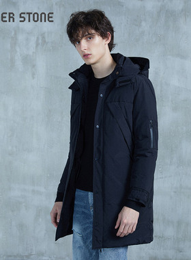 Riverstone流石男装羽绒衣男中长款冬季新品加厚保暖休闲羽绒服潮