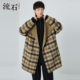 新款 流石男装 学院风羊毛呢大衣2026年春季 男双面穿格子双面呢外套