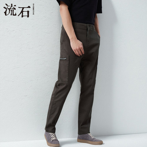 流石男装复古工装长裤男休闲长裤