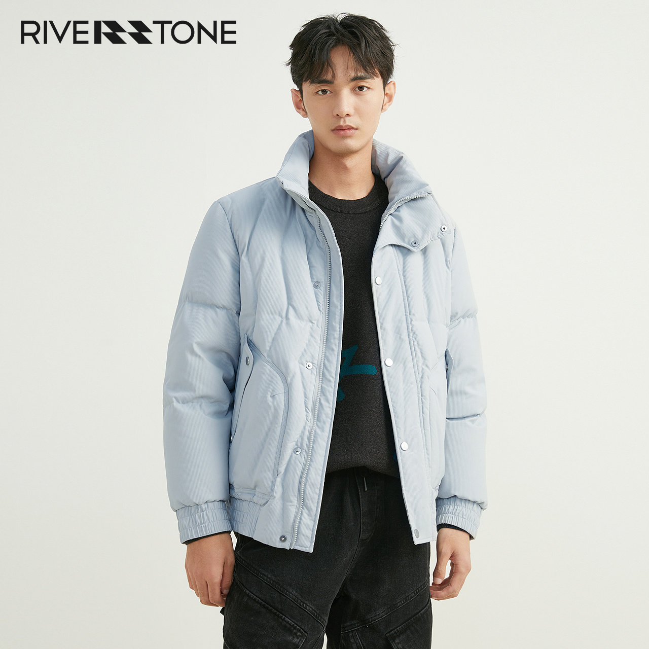 流石男装冬装时尚保暖夹克外套2026年新款春季男士高端防寒羽绒服