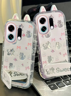 适用OPPOK13TurboPro手机壳新款K12s卡通12x猫咪蝴蝶结K11x羽纱泡芙壳K10Pro硅胶保护套K9s防摔OPPOK9Pro外壳