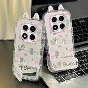 适用红米Note15Pro+手机壳Note13R新款12Turbo猫咪蝴蝶结11TPro可爱14创意10Pro硅胶保护套Note9全包防摔外壳