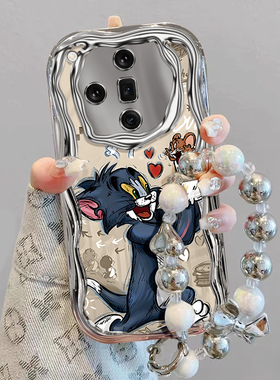 适用于OPPOFindX8手机壳新款电镀X7Ultra全包网红可爱猫和老鼠6创意女款手链findX5Pro硅胶防摔FindX3保护套