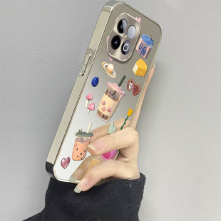 Z7高颜值Z6潮流Z5蛋糕奶茶Z3女款 适用iQOOZ10turboPro手机壳新款 时尚 网红电镀镜面Z8X个性 防摔保护套 Z9turbo