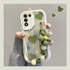 适用realme真我Q3S手机壳女新款高级感oppo防摔简约绿色爱心散热软壳小清新Q3T创意挂绳i镜头全包硅胶保护套