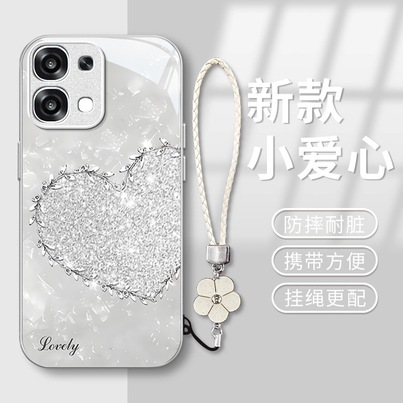 适用OPPOA6手机壳新款奢华创意潮流钻石爱心PLS120镜头全包防摔保护套金属漆玻璃外壳高颜值女款带挂绳