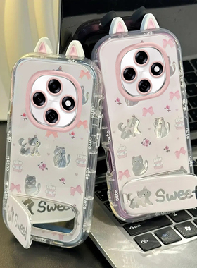 适用OPPOA6Pro手机壳新款卡通时尚猫咪蝴蝶结OPPOA6GT羽纱泡芙壳硅胶保护套OPPOA6i全包防摔外壳镜面支架