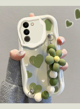 适用vivos17手机壳女新款高级感viv0防摔简约s17e绿色爱心散热软壳小清新pro个性挂绳镜头S17t全包硅胶保护套