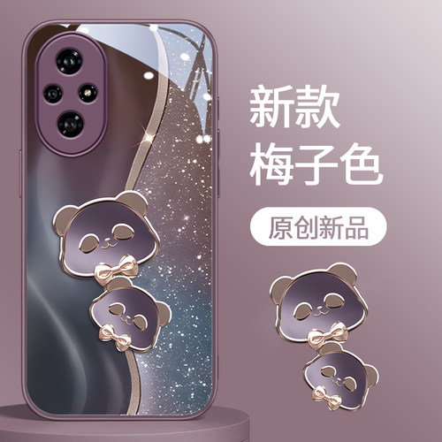 适用荣耀系列时尚鎏金熊猫手机壳