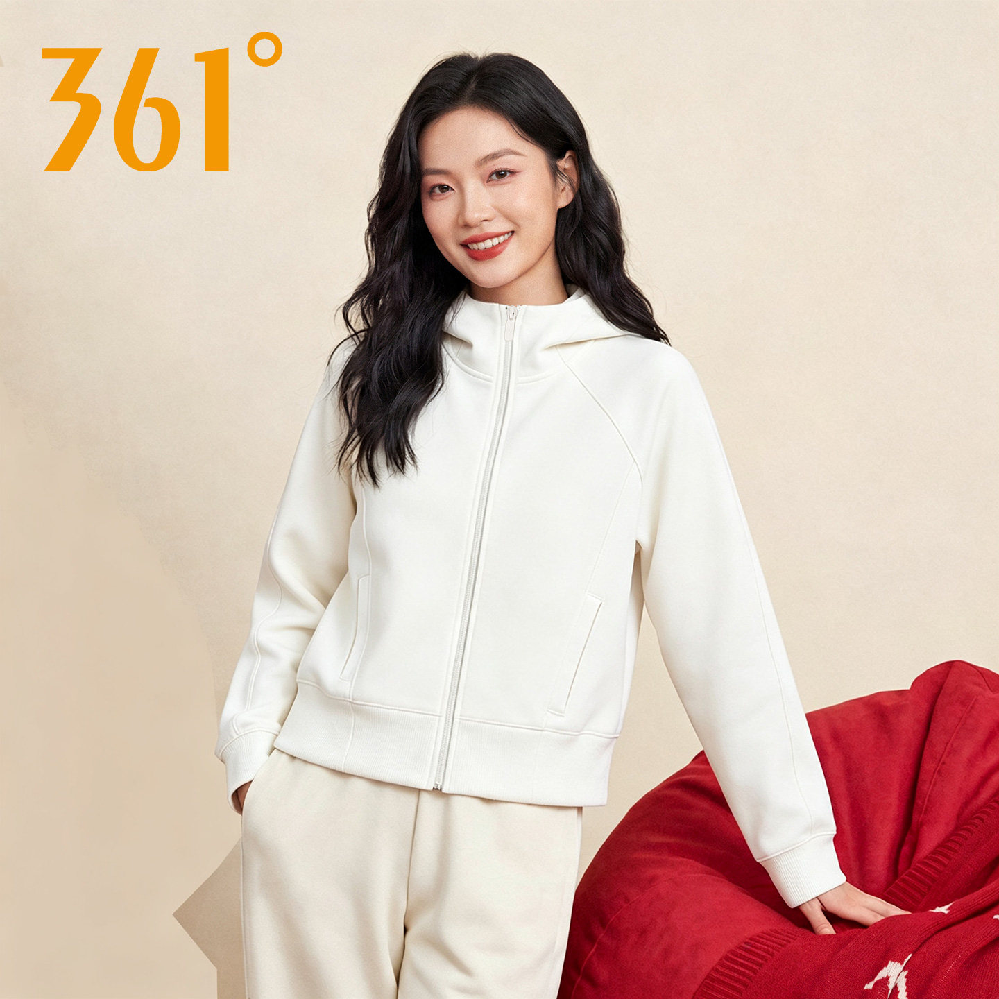 361运动卫衣女2026秋季新款针织连帽开衫外套宽松百搭休闲上衣女