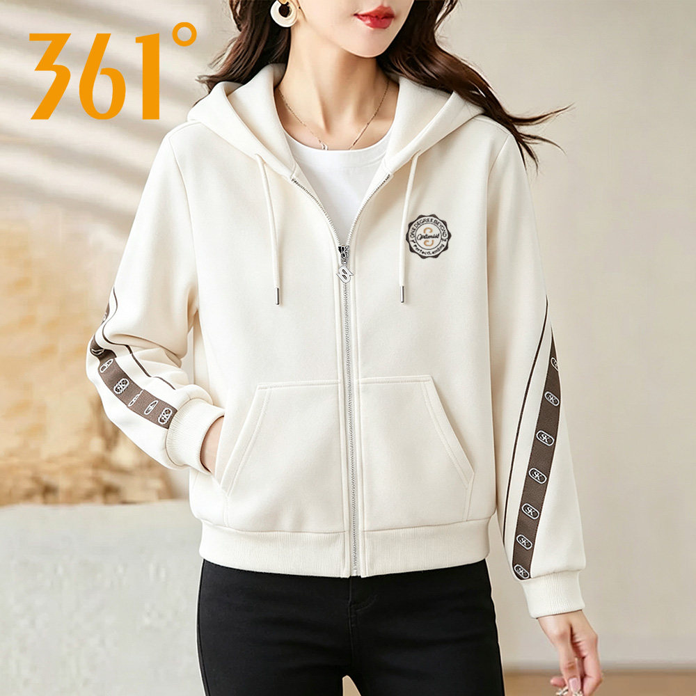 361运动卫衣女2026秋季新款针织开衫连帽外套女士百搭休闲服上衣