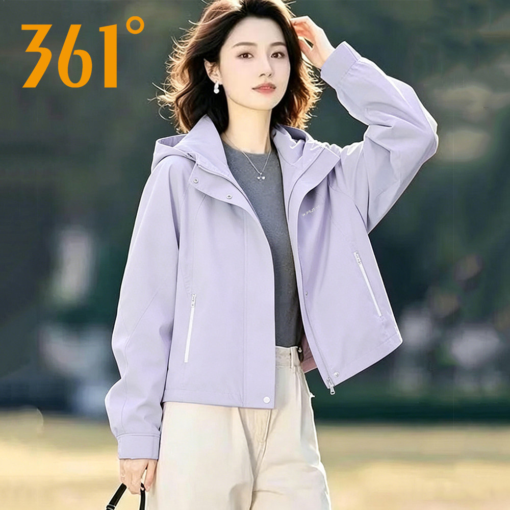 361休闲外套女2026秋季新款防泼水透气连帽风衣日常通勤防晒衣女