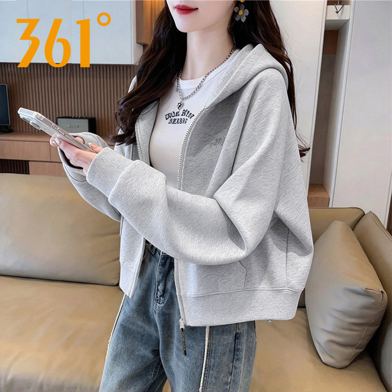 361卫衣女休闲简约纯色棉质舒适柔软宽松连帽开衫百搭外套上衣女