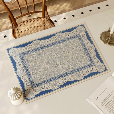 法式伊洛迪花纹皮革餐桌垫防水防油西餐垫高级感碗盘垫隔热餐具垫