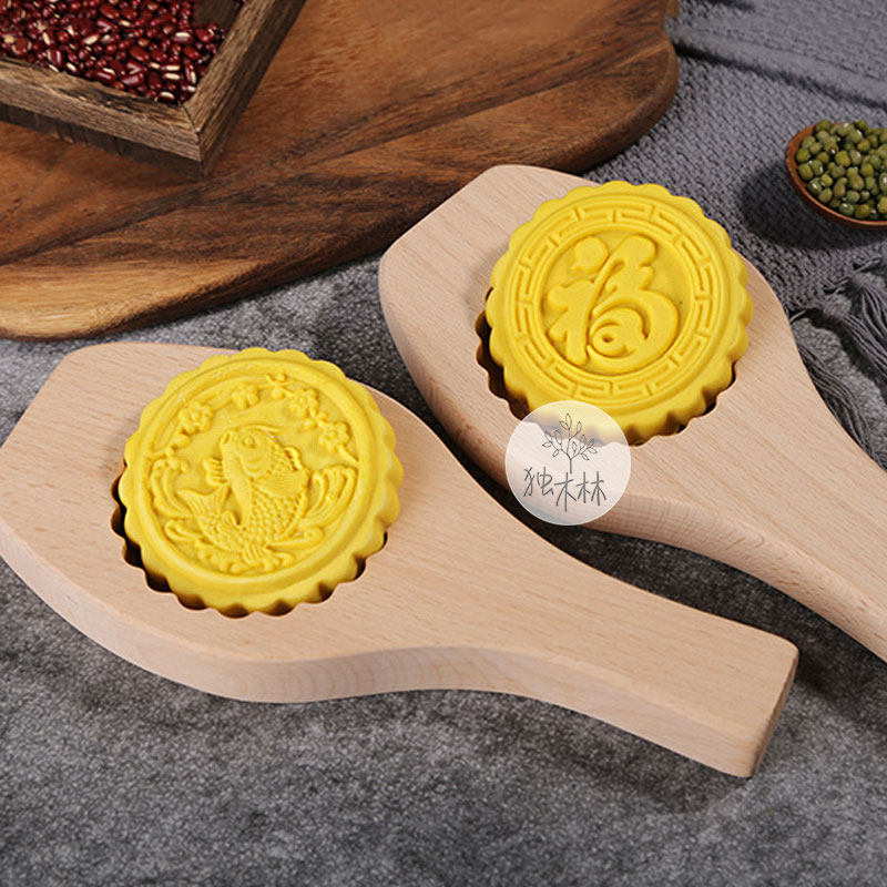 木传统印字压花米粑粑蒸糕绿豆糕点烘焙面食馒头月饼造型印具模具