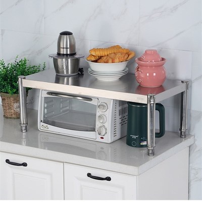 单层不锈钢厨房简易置物落地架单层201家用调料微波炉烤箱收纳架1