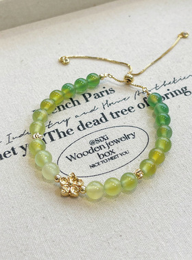 天然葡萄玛瑙小清新甜美手链女夏日青堤色小众原创设计送朋友