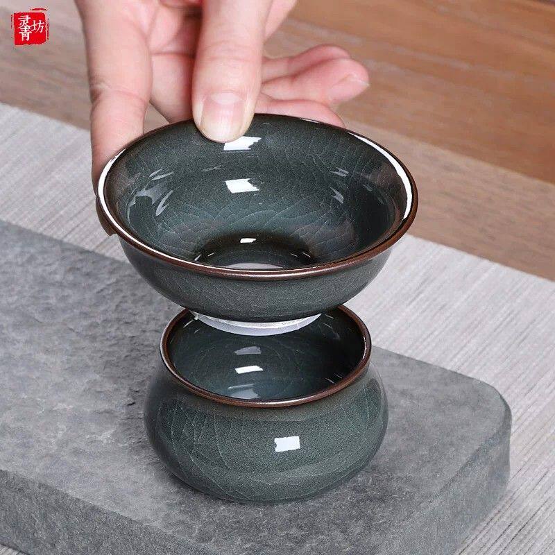 青瓷茶漏泡茶神器滤茶器茶叶过滤网创意陶瓷茶隔隔离茶滤茶具配件