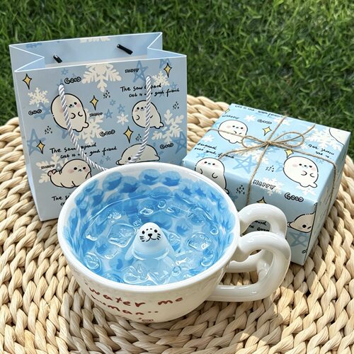 韩系小海豹陶瓷马克杯