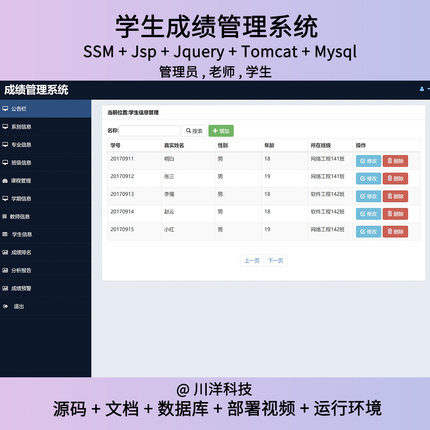 ssm jsp学生成绩管理系统java源码送部署视频文档