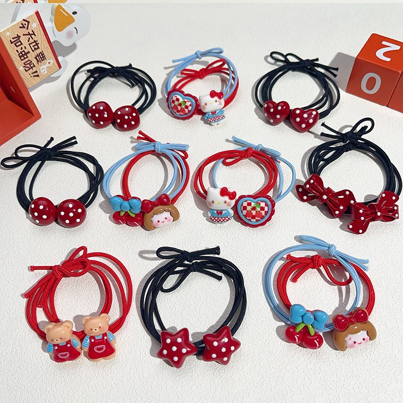 红色可爱卡通发圈女童儿童头绳