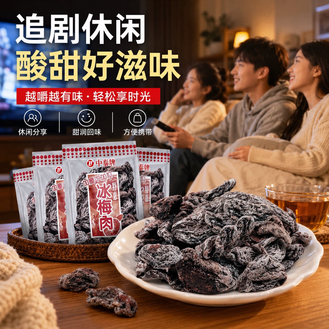 中泰牌冰梅肉酸乌梅无核话梅肉果脯蜜饯果干话梅条怀旧休闲小零食图片