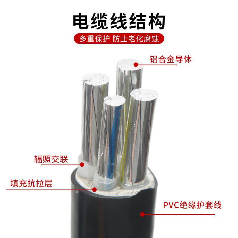 国标铝合金电缆线4 5芯35 50 70 95平方120三相四线铝芯电缆线5芯