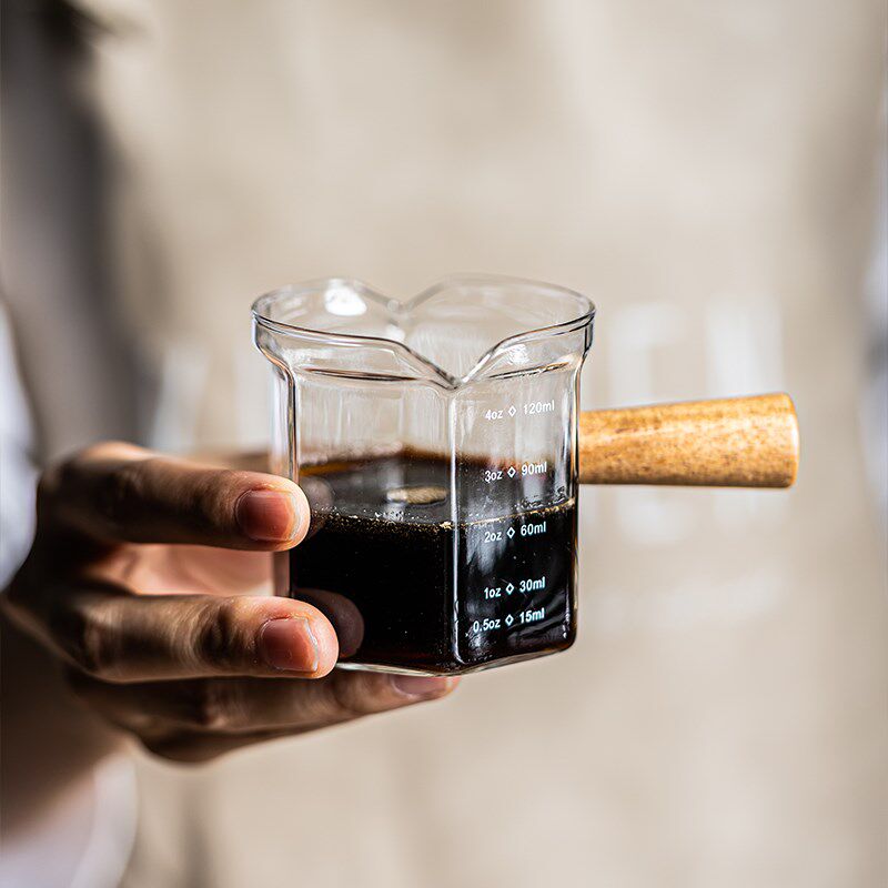 咖啡杯玻璃意式浓缩咖啡萃取量杯带刻度接液杯小奶罐shot盎司杯子