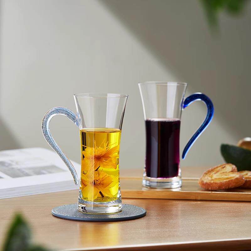 新羽手工茶杯主人杯单杯茶具杯子玻璃带把绿茶杯大号家用个性水杯