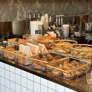 精选日式铁艺烘焙面包篮金属网格铁丝镂空收纳篮桌面零食鸡蛋点心