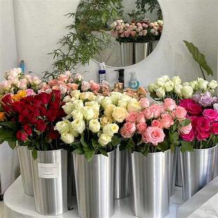 铝制养花桶醒花铝桶水植绿培插花桶商场酒店花艺花店摆件高档时尚