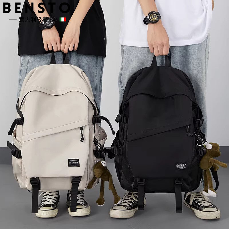 意大利双肩包男士简约百搭大容量电脑旅行背包女初中生高中大学生